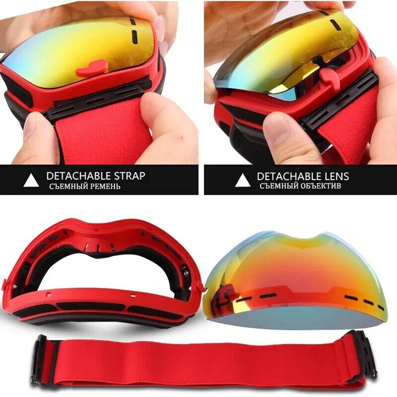 Gafas de esquí de doble capa a prueba de viento, gafas de esquí antivaho, protección UV400, pico de nieve, máscara de esquí profesional para hombres y mujeres