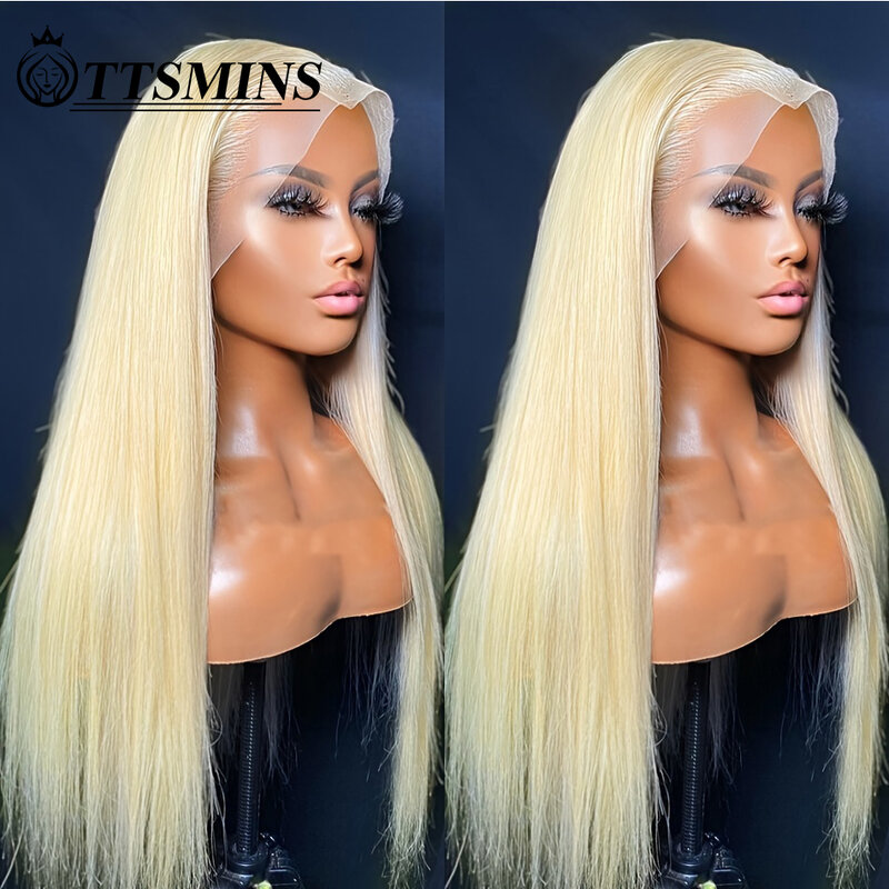 Perruque Lace Front Wig 613 naturelle, cheveux humains, blond miel, 13x4, pre-plucked, avec baby hair, 180% de long, 20-34 pouces, pour femmes