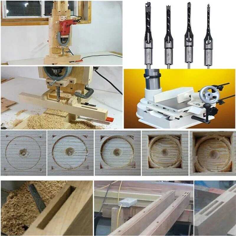Carpintaria Núcleo HSS Drill Tools Kit, Broca Torção, Quadrado Auger Mortising cinzel, Extended Saw Hand Tool Sets