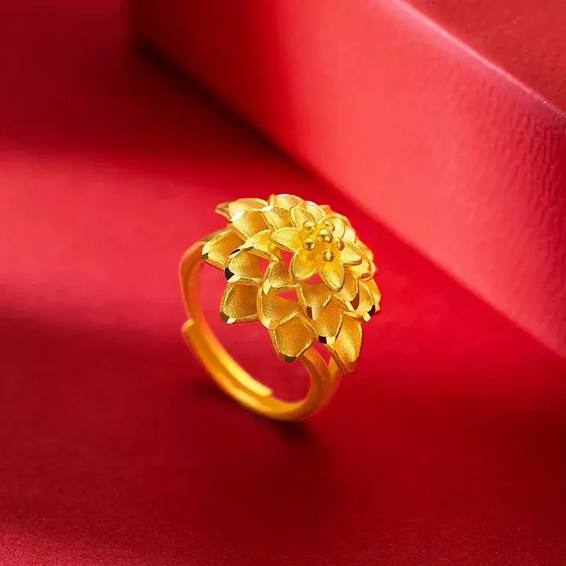 Kopia 100% czysty regulowany 24 K złoty kolor smoka i feniksa pierścionek dla kobiet mężczyźni elegancka biżuteria na prezent Oro 24 K lepsze pierścionki prezent