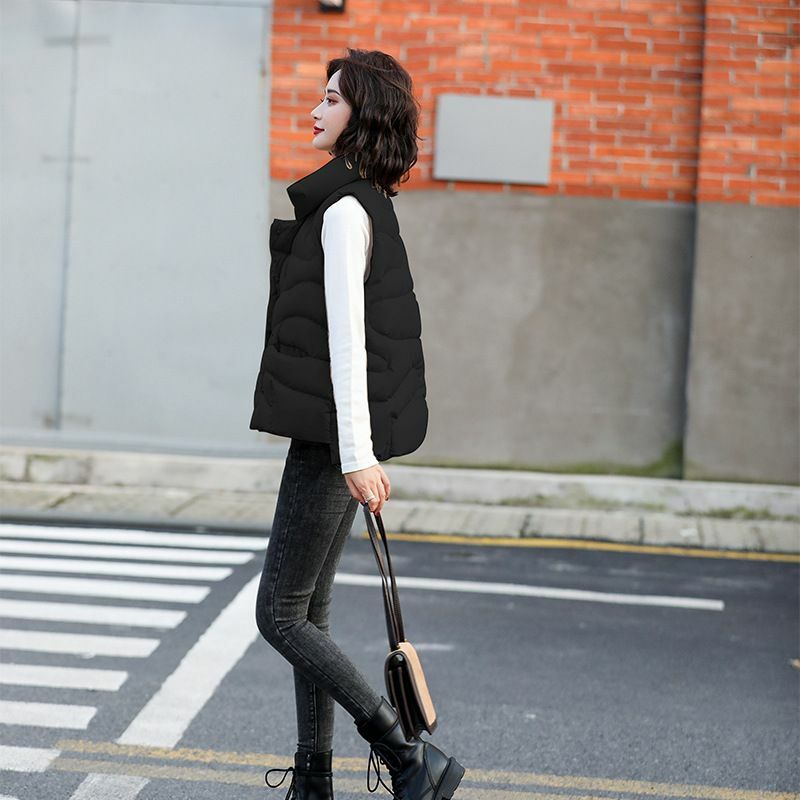 Chaleco de plumón para mujer, chaqueta ligera suelta de estilo coreano