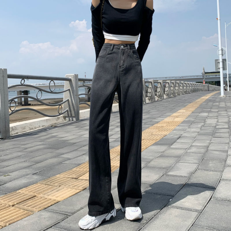 Personalized Gradient Color High Waist Wide Leg Jeans 2023 Summer New Women's Straight Tube Loose Pants Fashion Versatile