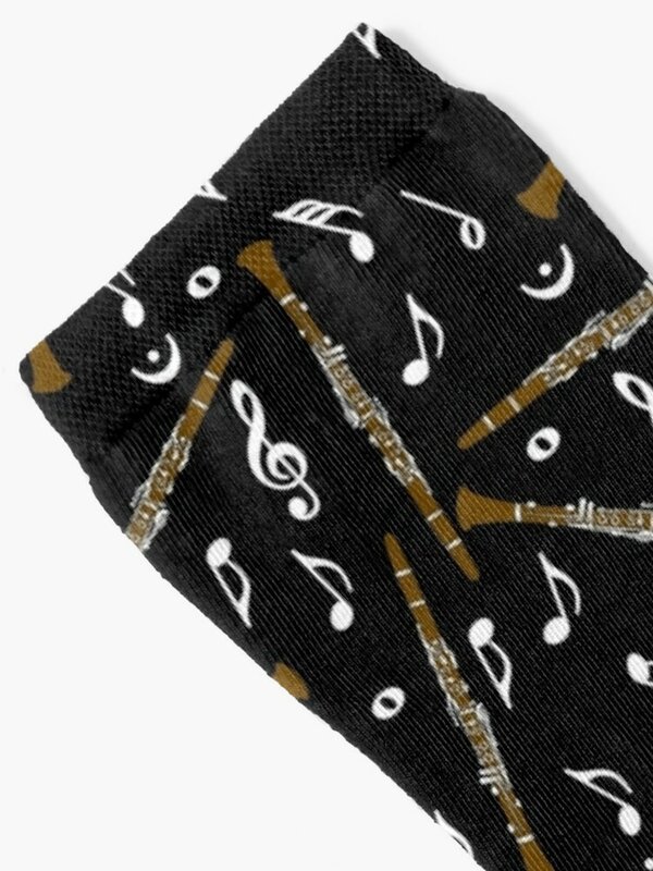 Calcetines con estampado de notas musicales para hombre y mujer, medias con diseño de clarinete, ideal para regalo de San Valentín, retro, kawaii