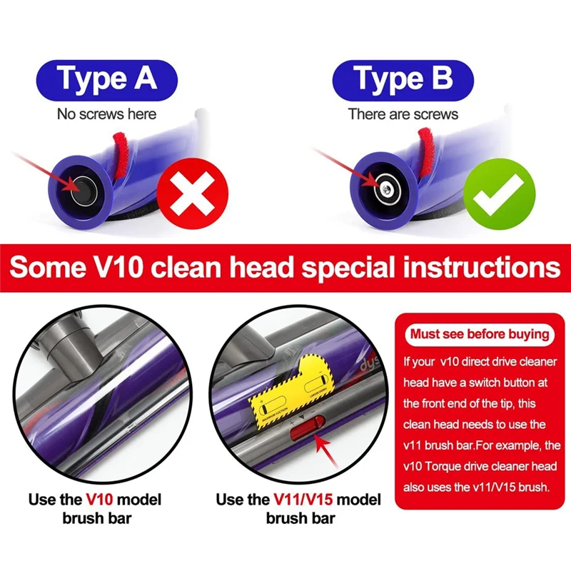 7Pcs Soft Plush Strip for Dyson V7 V8 V10 V11 Vacuum Cleaner Attachments Roller Brush Replacement Parts
