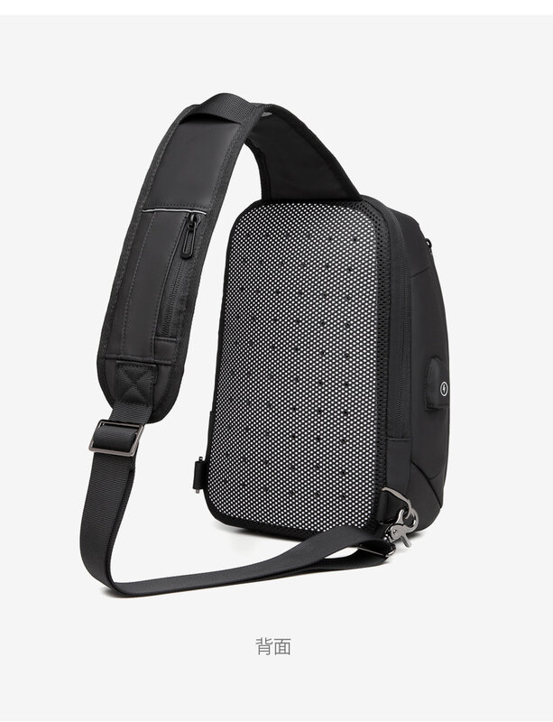 Tas selempang kasual pria, kantung dada bisnis tahan air, selempang USB kualitas tinggi untuk perjalanan pendek