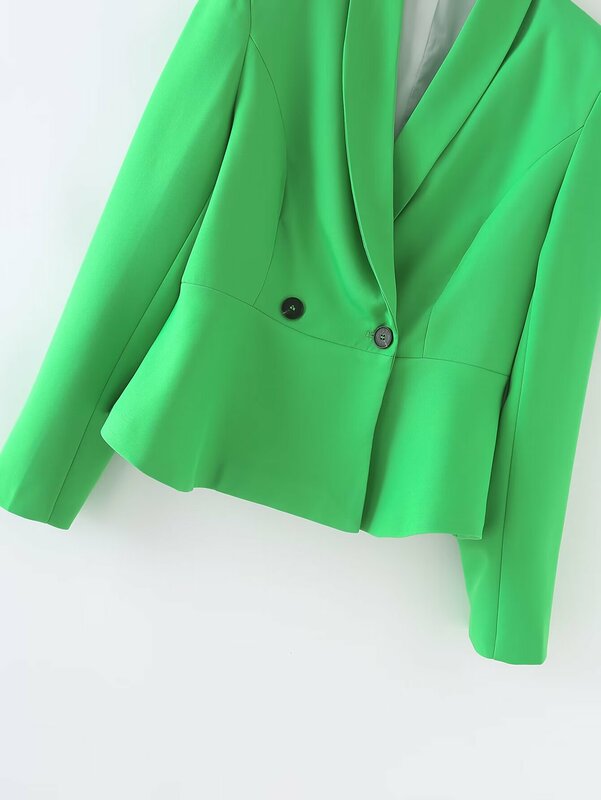 2024 Spring Trendy Elegant Women's Solid Elegant Blazer Coats Long Sleeves Lapel Double Breasted Causal Coats For Women