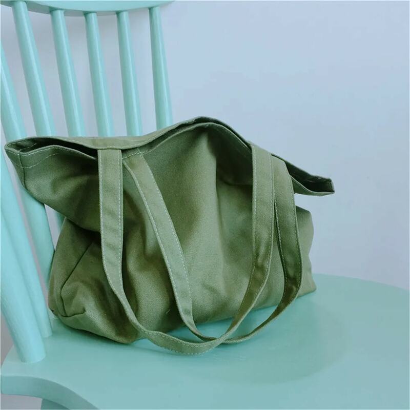 Bolsa de lona de algodón con estampado portátil para mujer, bolsa de compras plegable, de gran capacidad, para almacenamiento de bocetos de estudiantes