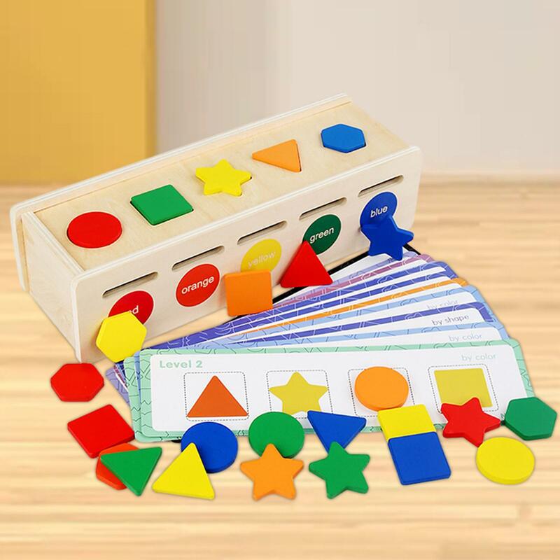 Wooden Color Shape Sorting Box Block Puzzles Montessori Toys Matching Box for Kids Children Boys Girls Birthday Gifts