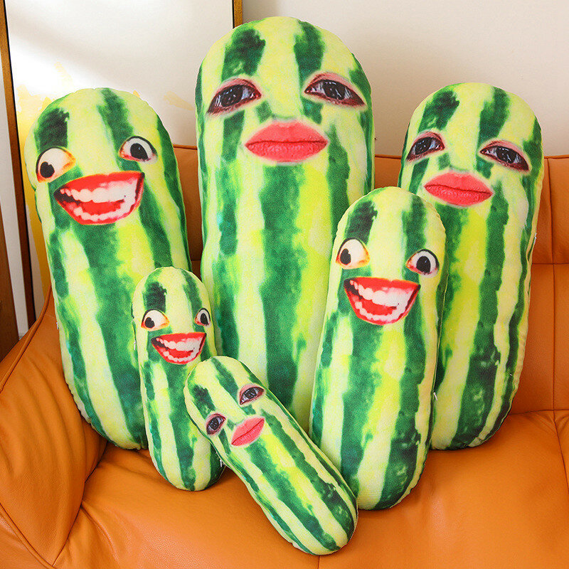 Creative Funny Cucumber Strip Throw Pillow Home Decor Soft Kids Plush Toys Sleeping Cushion for Children Birthday Christmas Gift