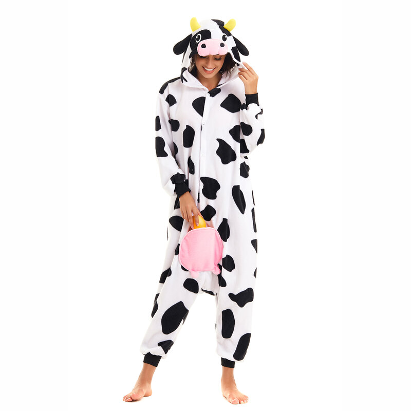 Женская зимняя Пижама с капюшоном, в виде коровы