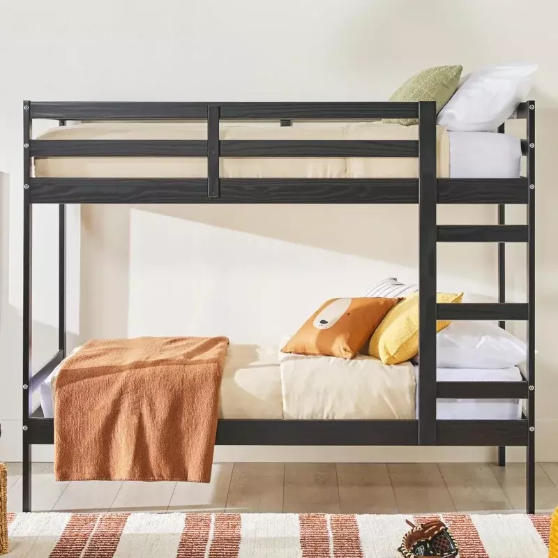 Walker-Edison Modern Twin-Size Moldura de cama infantil, Moldura de cama preta