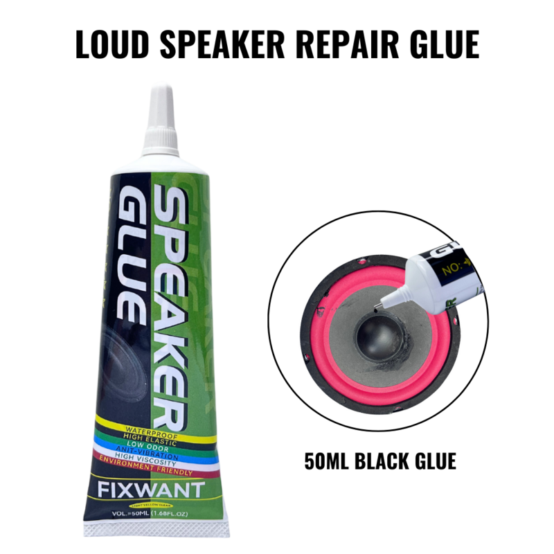 FIXWANT Loud Speaker Repair Glue Foam Side Dust Cap Rubber Edge Cone Basin Strong Adhesive 15/25/50ML Black / Yellow