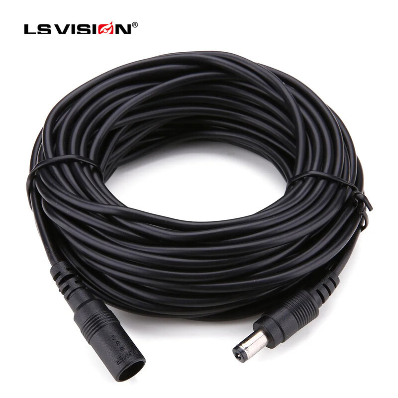 LS VISION DC Extension Cord, cabo de alimentação, cabo extensor para câmera de segurança CCTV, LED Strip, 12 V, 5.5x2.1mm, 5m, 16.5FT