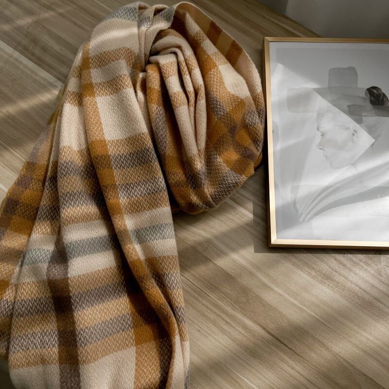 Kaszmirowy szalik jesienno-zimowy damski szal z grubym pudełkiem