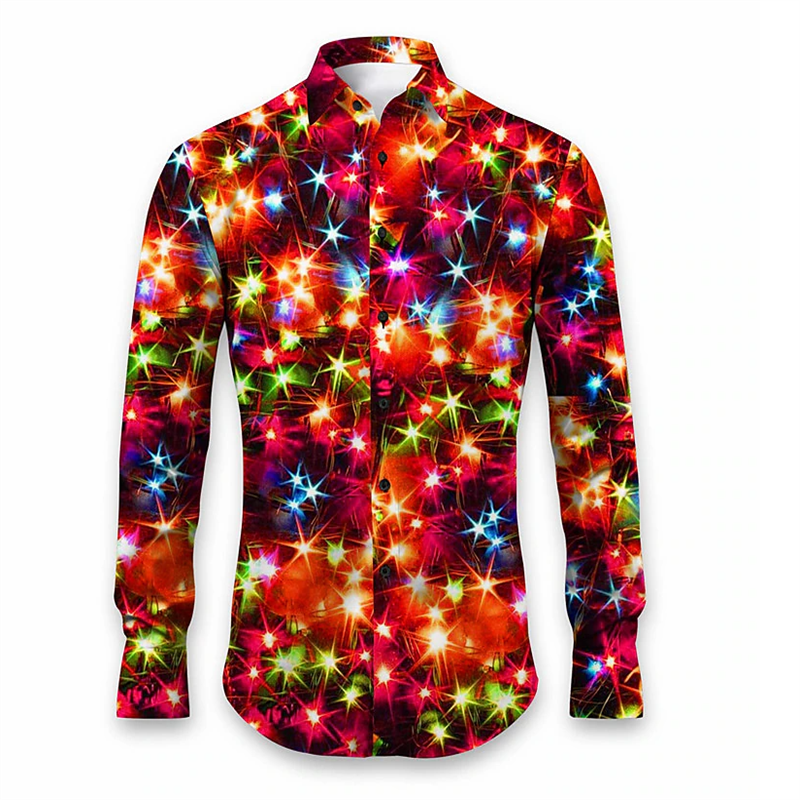 Camisa de manga larga con estampado de estrellas deslumbrantes, ropa cómoda y elegante, nueva tendencia de moda, 2024