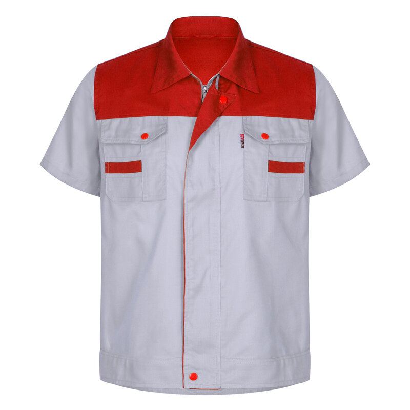 Camisa de trabalho manga curta para homens e mulheres, jaqueta, fábrica, uniforme mecânico elétrico, roupas de trabalho, macacão de oficina