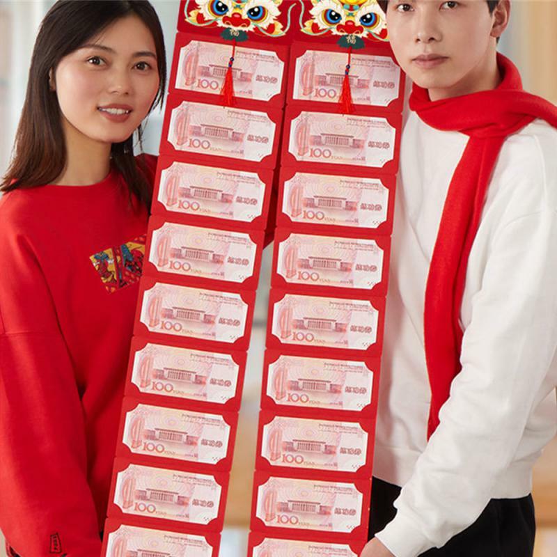 Sobre rojo plegable para tarjetas, sobres de 1 a 7 piezas, con forma bonita, 10 tarjetas, 2024