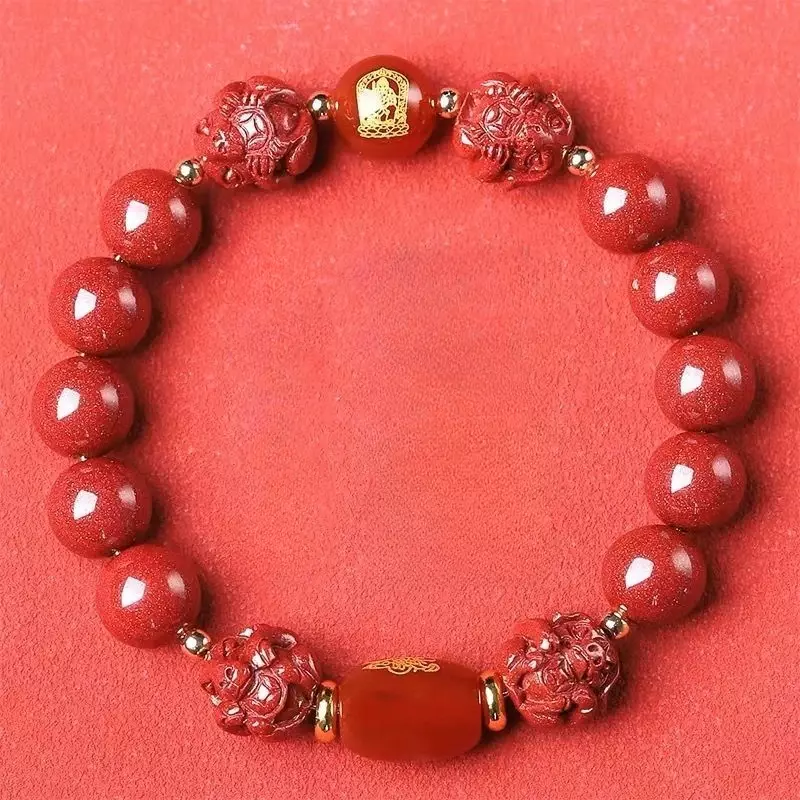 Braccialetto cinabro naturale Sanhe Liuhe zodiaco nascita braccialetto Buddha donna uomo braccialetto fortunato ricchezza buona fortuna amuleto gioielli