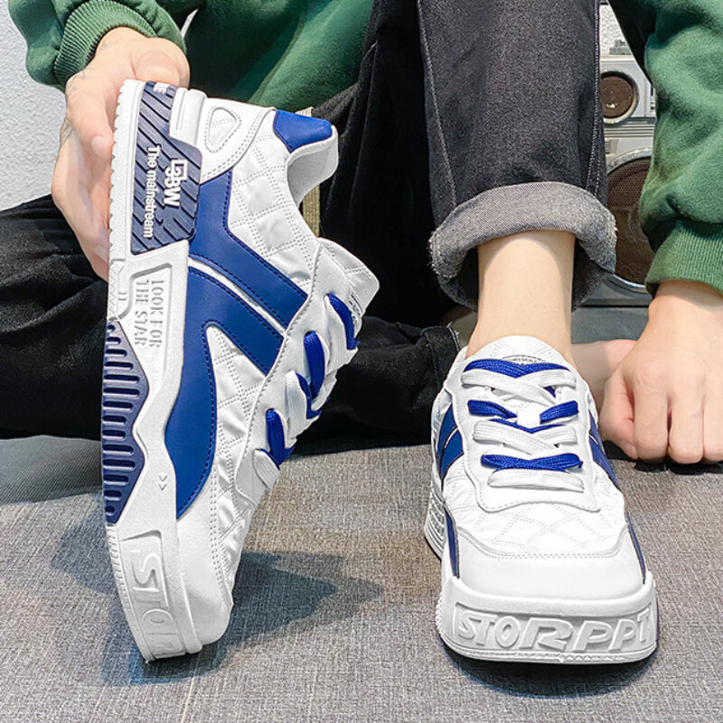 Sepatu Sneaker pria kasual, sepatu Sneaker lelaki divulkanisir, sepatu kasual desainer Platform baru 2024