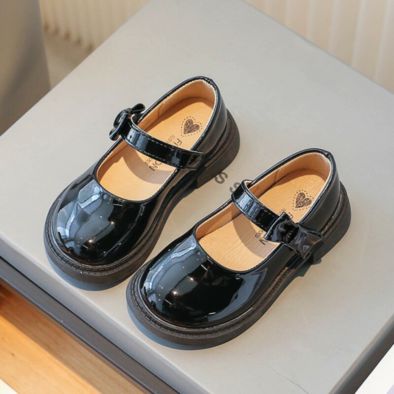 Chaussures Mary Janes en cuir avec nœud pour enfants, chaussures Oxford Parker rondes pour filles, chaussures d'école pour étudiants, chaussures plates pour enfants, bébé, automne, nouveau, 353R