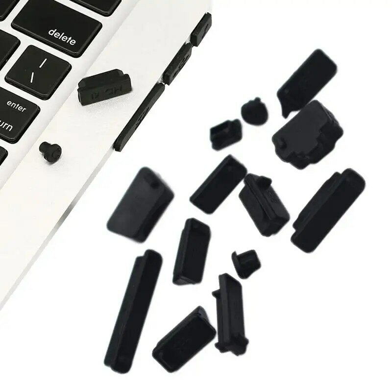 Protecteur anti-poussière en silicone pour ordinateur portable, prise USB universelle, port de chargeur, interface jack femelle, 13 pièces