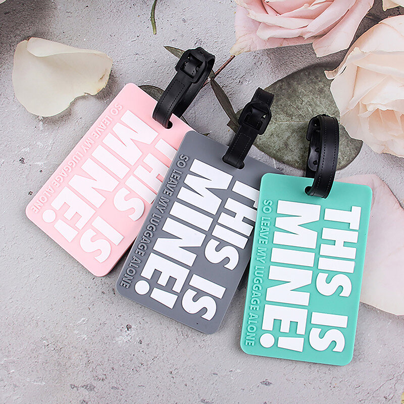 THIS IS MINE Reminder Slogan Cartoon Letter Luggage Tags PVC Boarding Identification Tags For Travelling Air Plane Check-in Tags