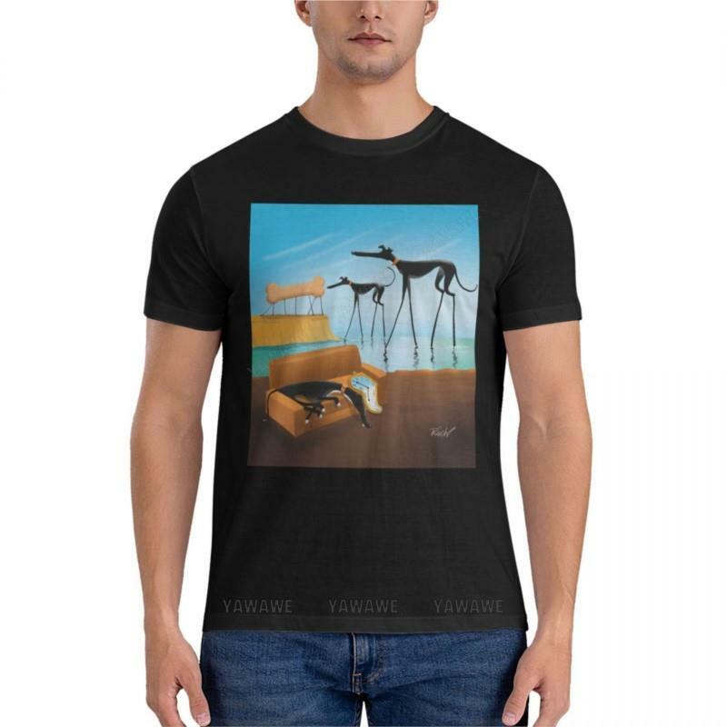 T-shirt clássica Greylvador Dali masculina, casual, elegante, treino, algodão, liso