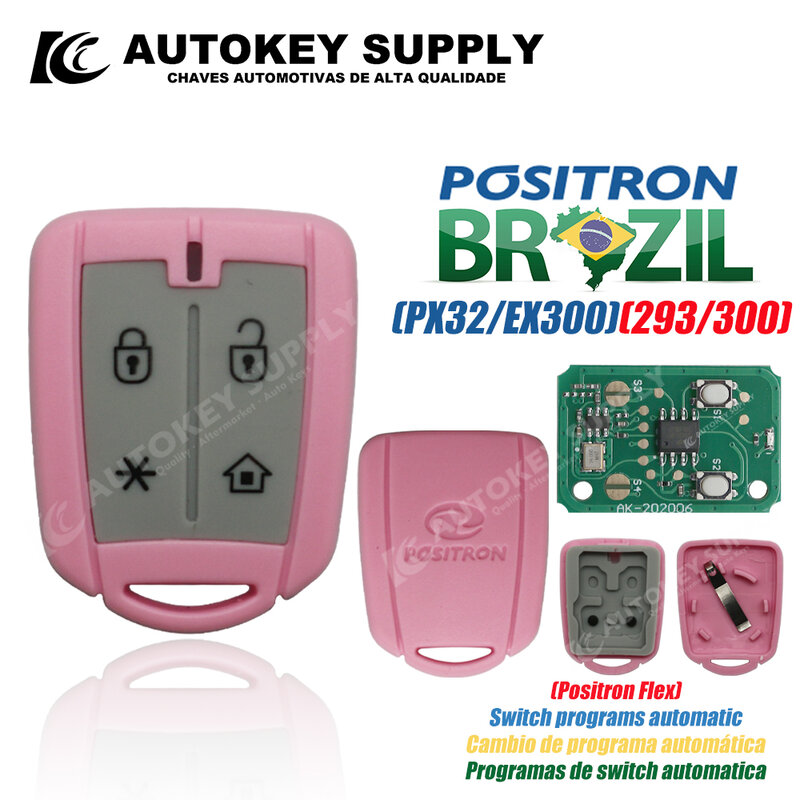 Untuk Sistem Alarm Brazil Positron Flex (PX42), Kunci Jarak Jauh-Program Ganda (293/300) AKBPCP150AT / AKBPCP125AT AutokeySupply