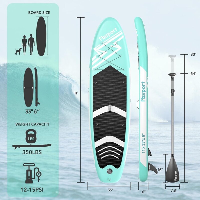 11' Premium Stand Up Paddle Board, Yoga Board with Durable SUP Accessories & Carry Bag | Wide Stance, Surf Control,