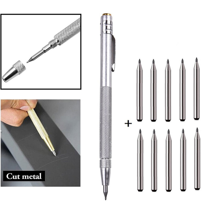 Pensil ujung karbida Tungsten, pena ukir karbida untuk kayu logam kaca ubin pemotong alat tangan