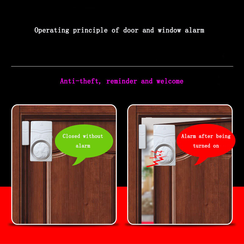 Detektor intrusi saklar magnetik rumah tangga, pintu dan jendela nirkabel Anti Maling perangkat Alarm buka pengingat tutup cepat