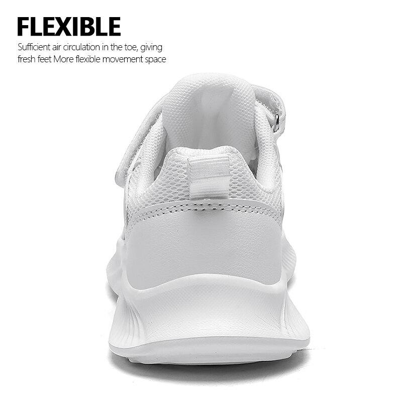 Children Sneaker Boys Girls Shoes Leather Flat Kids White Shoes for Mesh Lightweight Sports Tennis Sneakers Running School