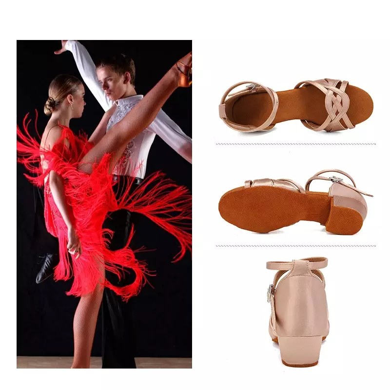 Sepatu dansa wanita, terlaris, sepatu dansa anak perempuan, sepatu dansa wanita, sepatu latihan anak-anak, sandal Salsa 3.5cm