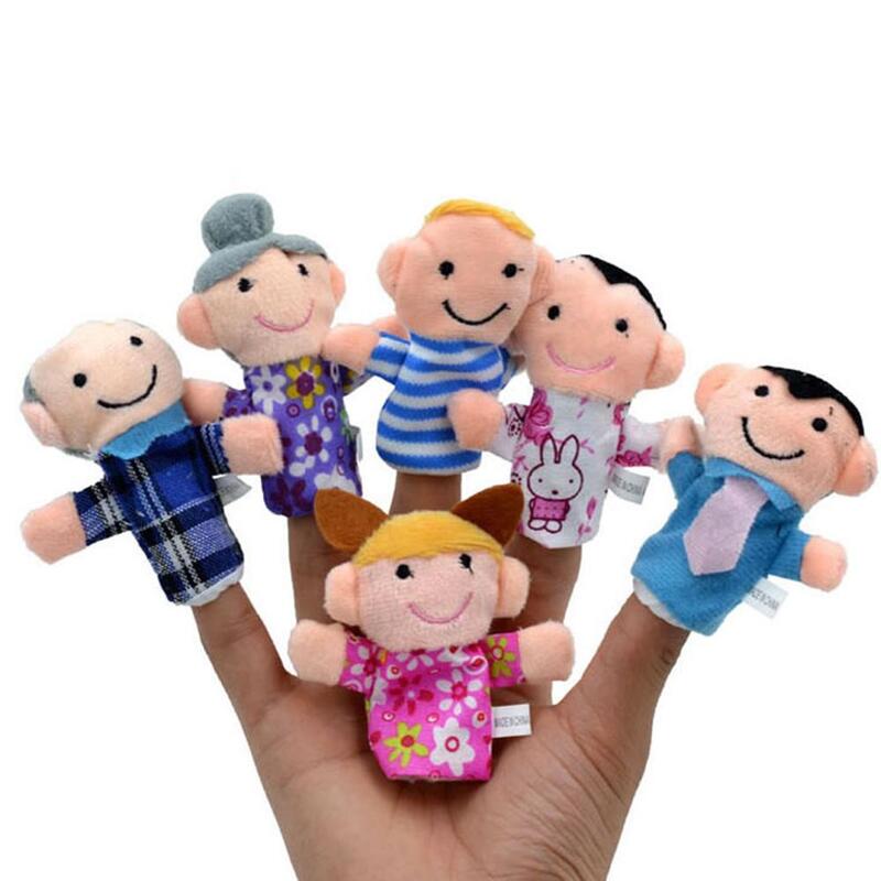 Cartoon Plush Finger Puppet Set, brinquedos educativos para crianças, meninos e meninas presentes, 6pcs