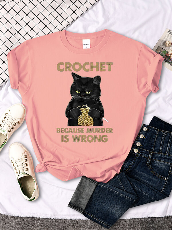 Crochet Because Murder Is Wrong Printing Female Tshirts Manga Summer T-shirt Summer Slim Tees Shirts Sports Slim Women T Shirts