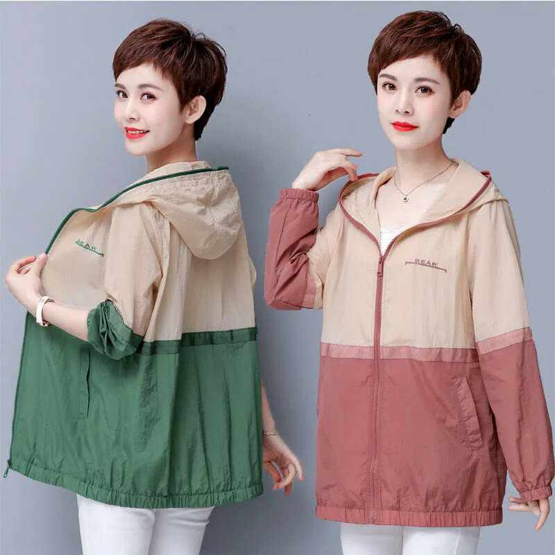 Spring Summer Coat Sun Protection Clothing Women Jacket New Hooded Sun-Protective Fashion Top Thin Loose Plus Size 5XL Jackets