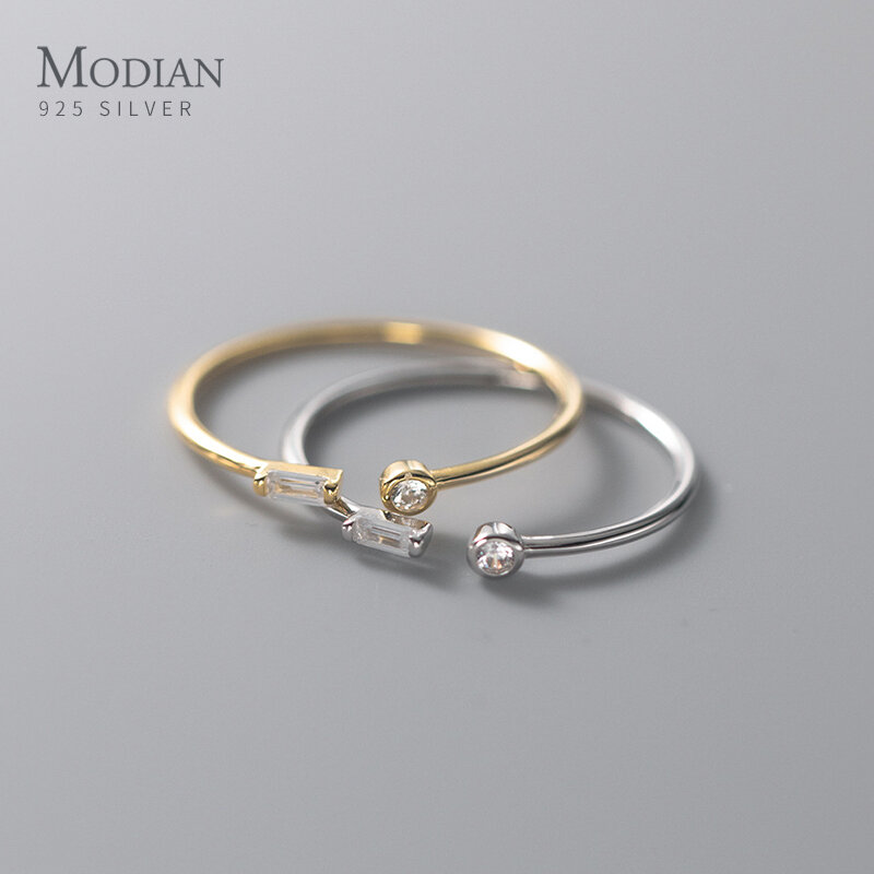 Modian Echt 925 Sterling Silber Einfache Thin Klar CZ Finger Ringe Einstellbare 14K Gold Ring Für Frauen Hochzeit Schmuck geschenke
