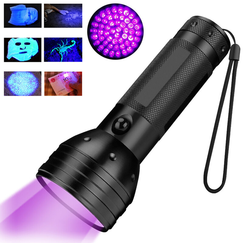 Linterna ultravioleta LED para perro, Detector de luz negra fluorescente para cama, escorpión portátil, 51 LED, 395nm