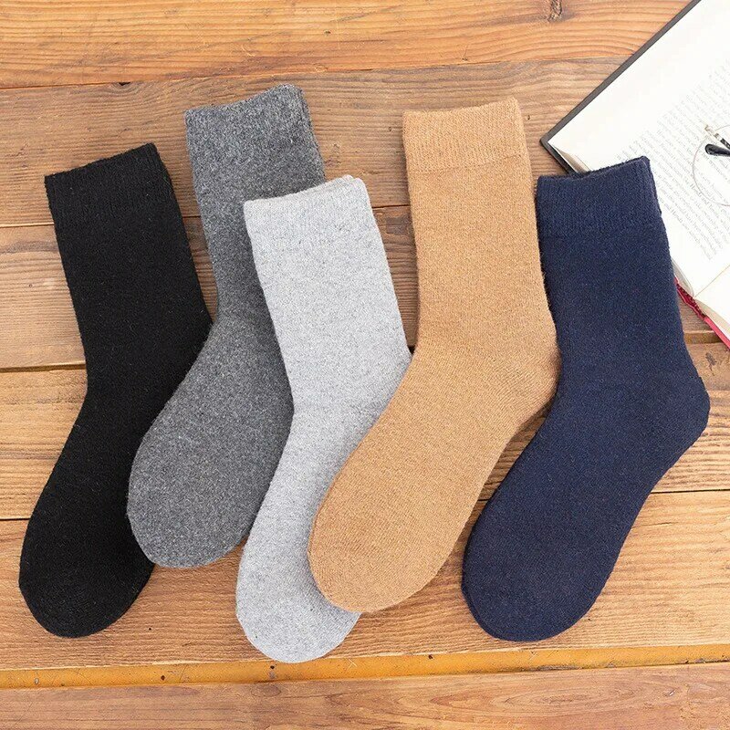 2022 New Winter Warm Women Socks Wool Male Men Socks Super Thicker Solid Socks Merino Wool Socks Against Cold Snow Terry Socks