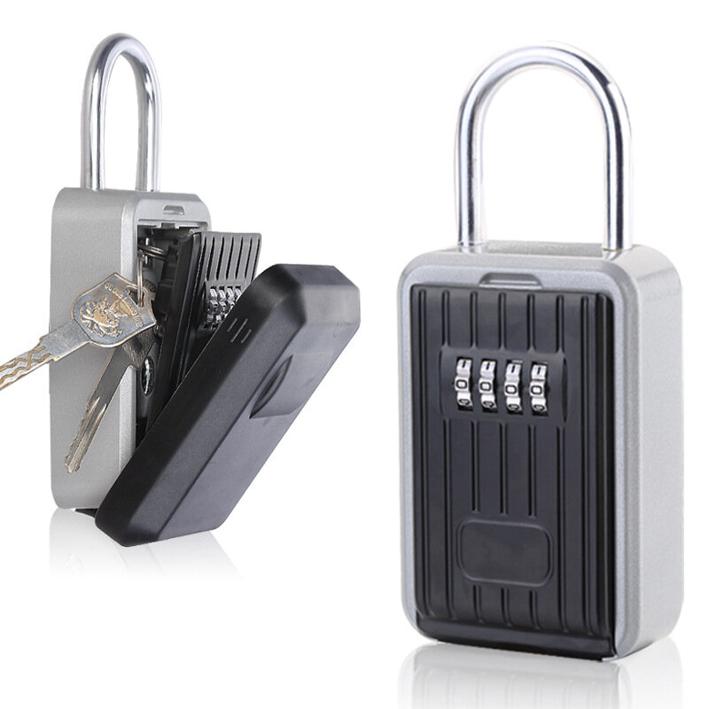 Kotak Kunci Kunci, Kotak Kunci Penyimpanan Kunci Aluminium Aloi Kotak Aman Tahan Cuaca Kombinasi 4 Digit untuk Di Dalam Ruangan dan Di Luar Ruangan