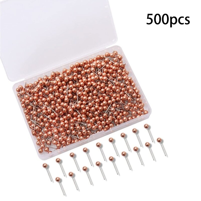 480/500Pieces Ball-shape Push Pins Metallic Pushpins Map Pins for Cork Board, Metallic Sewing Pins for Fabric Sewing