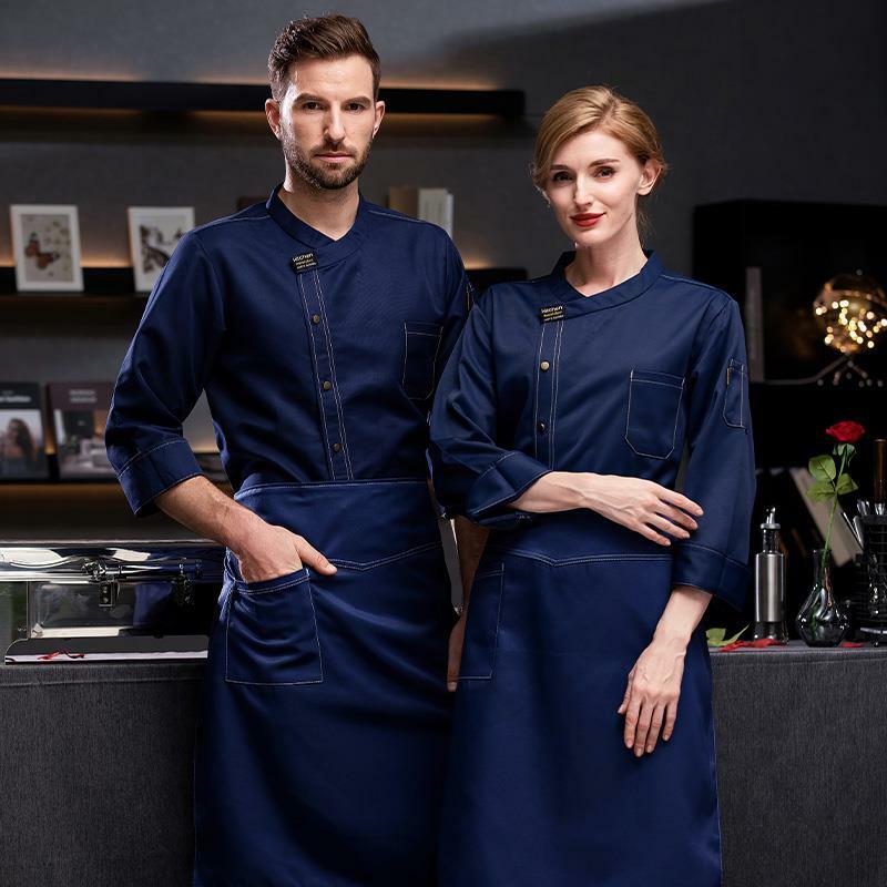 Keukenuniformen Chef-Kleding Man Lange Mouw Foodservice Restaurant Werkend Uniform Bakker Ventileren Werkkleding Vrouwen Wit