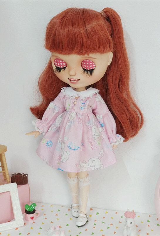 New Pajamas Long T-shirt Lace Skirt Dress Blyth Doll Clothes Princess Dress for Ymy Licca Azones Ob24 Ob27 Doll Accessories