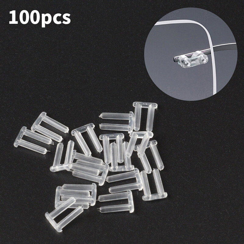 100 sztuk/zestaw podwójna gumowa zatyczka do okularów bezramowych zapasowa klamra do okularów korekcyjnych akcesoria