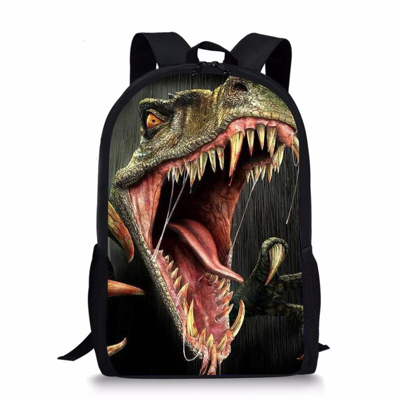 Tas punggung bahu pria motif dinosaurus keren 3D Fashion anak laki-laki anak-anak 2021 tas sekolah siswa Tyrannosaurus remaja