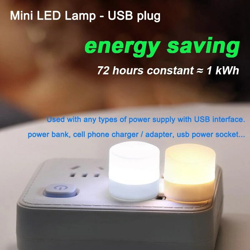 Mini USB Night Light Warm White Eye Protection Book Reading Light USB Plug Computer Mobile Power Charging LED Night Lamp