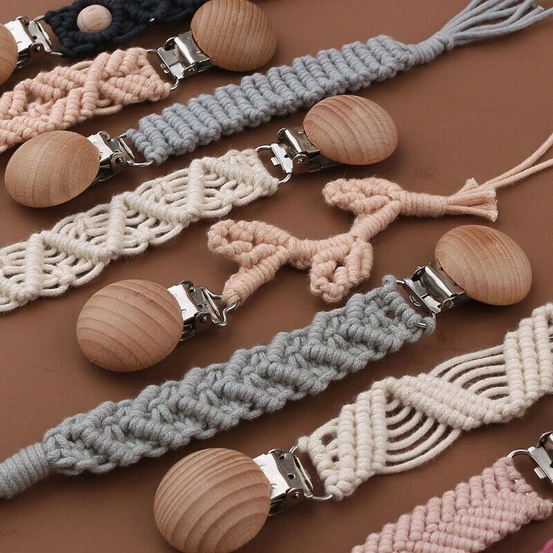 Baby Pacifier Clip Woven Cotton Rope Pacifier Chain Dummy Clip Nipple Holder Kids Teether Anti-drop