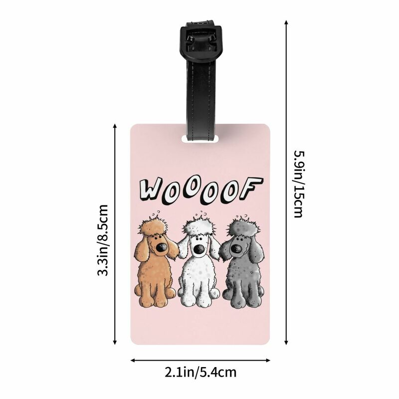 Woof Poodles Luggage Tag for Suitcases Funny Cartoon Poodle Dog Baggage Tags Privacy Cover Name ID Card