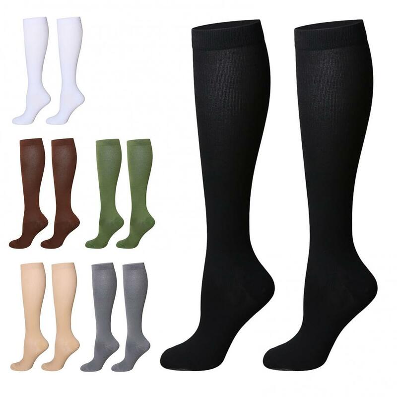 Однотонные спортивные носки для женщин, компрессионные чулки, носки до колена для езды на велосипеде и бега, спортивная одежда