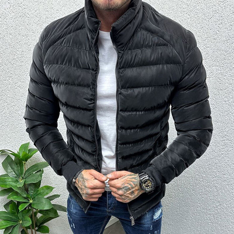 Mens Warm Cotton Jacket In Winter Thickened Comfortable Retro Casual And Fashionable Bread Coat Body-Shaping Manly Mens Coat
